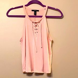 Forever 21 Pink Cropped Lace Front Tank, XS